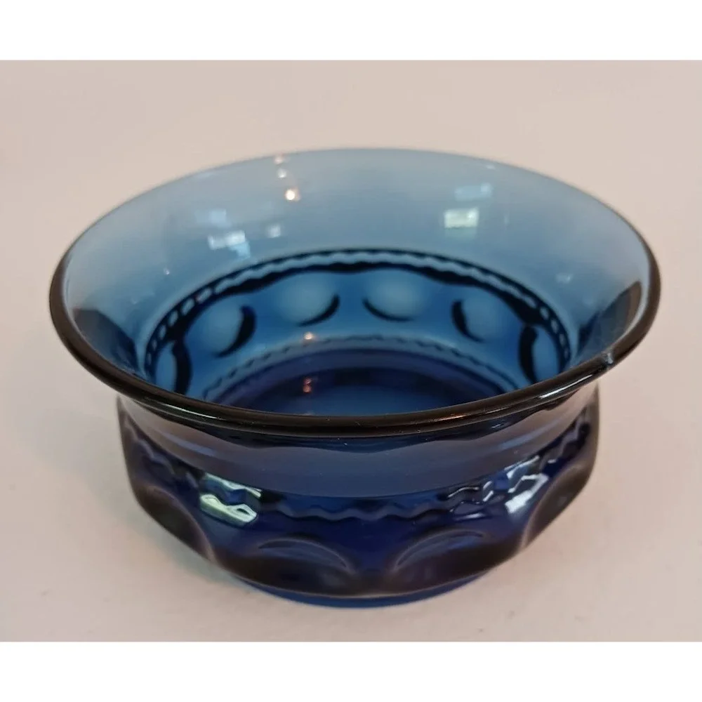 Tiera Kings Crown Thumbprint Imperial Blue‎ glass dessert bowls, set of 2